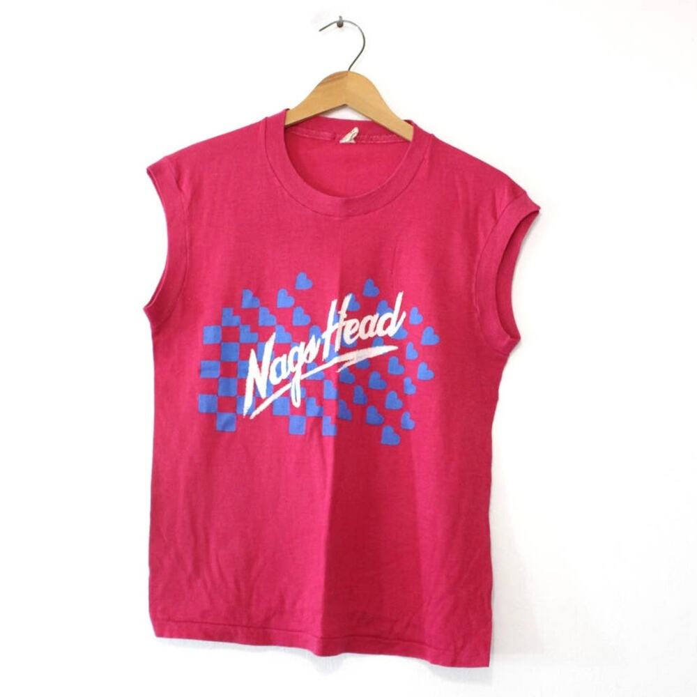 Vintage Nags Head North Carolina Heart Tank Top Medium